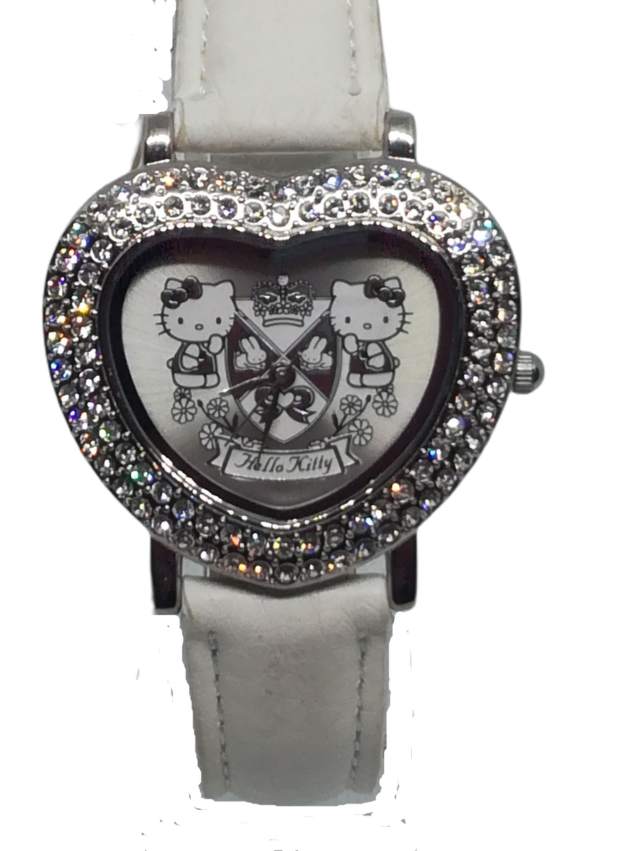 Montre Hello Kitty 2007 Neuve - Boîtier Métal, Cadran Nacré Blanc, Strass, Dans Sa Boîte