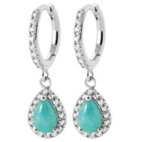 Boucles d'oreilles en argent, oxydes et amazonite