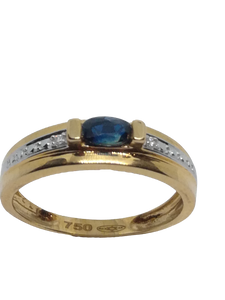 Bague en or, saphir et diamant