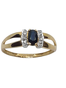 Bague en or, saphir et diamant