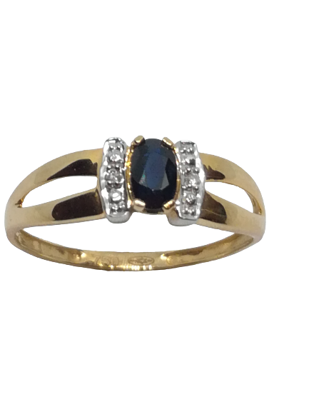 Bague en or, saphir et diamant