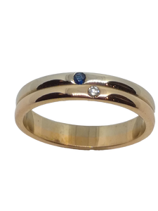 Bague en or, saphir et diamant