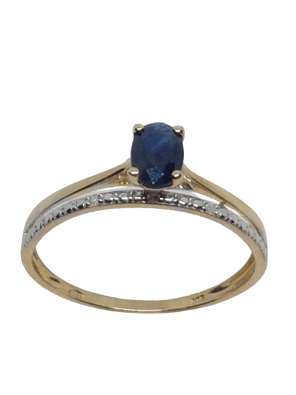 Bague en or, saphir et diamant