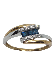 Bague en or, saphir et diamant