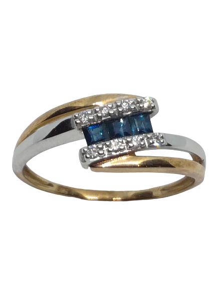 Bague en or, saphir et diamant