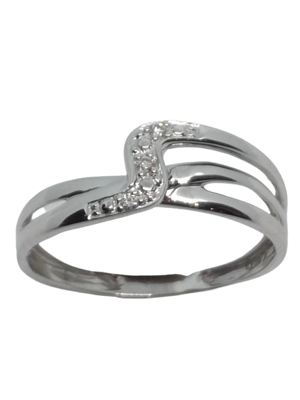 Bague en or gris, diamant