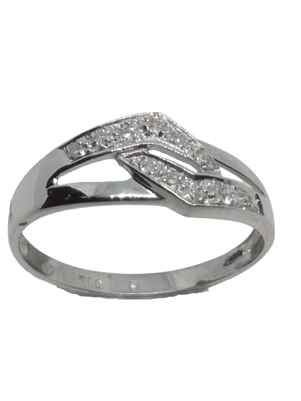 Bague en or gris, diamant