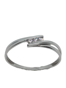 Bague en or gris, diamant