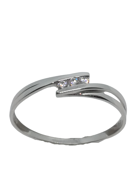 Bague en or gris, diamant