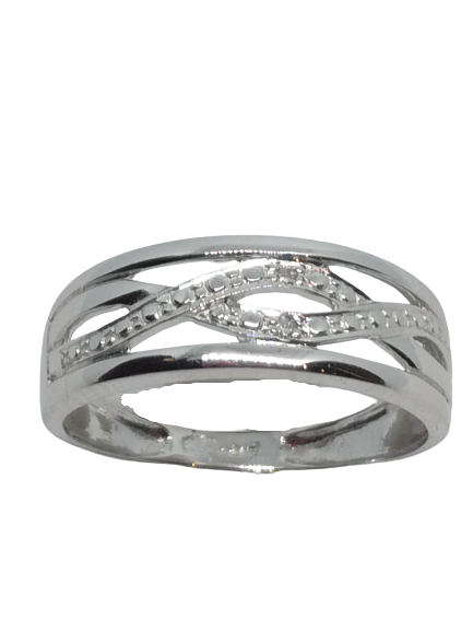 Bague en or gris, diamant