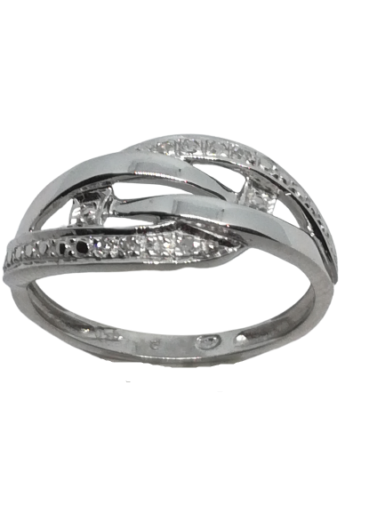 Bague en or gris, diamant