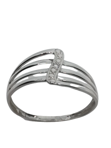 Bague en or gris, diamant