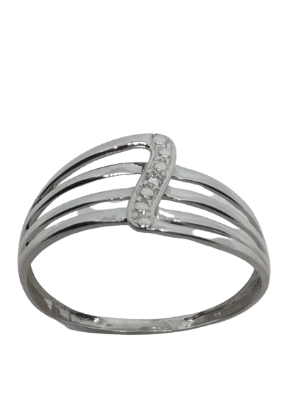 Bague en or gris, diamant