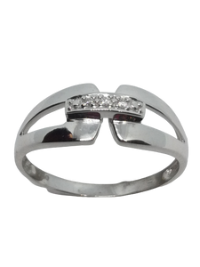 Bague en or gris, diamant