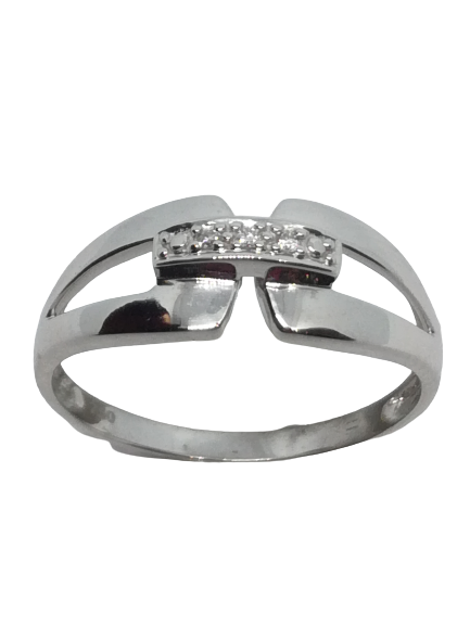 Bague en or gris, diamant