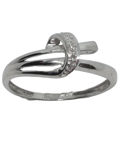 Bague en or gris, diamant