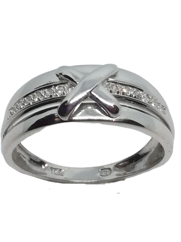 Bague en or gris, diamant