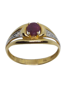 Bague en or, rubis et diamant