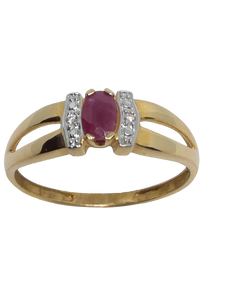 Bague en or, rubis et diamant