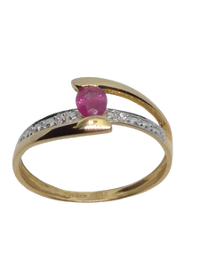 Bague en or, rubis et diamant