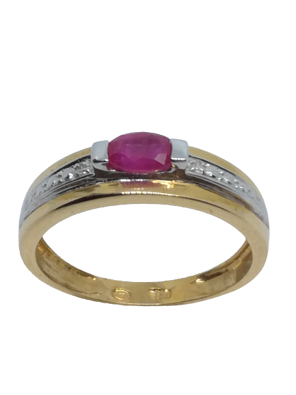 Bague en or, rubis et diamant