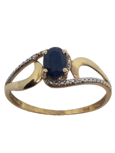 Bague en or, saphir et diamant