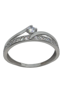 Bague en or gris, oxyde de zirconium