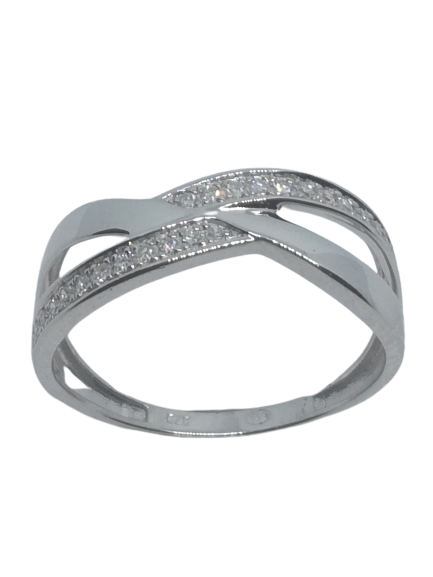 Bague en or gris, diamant