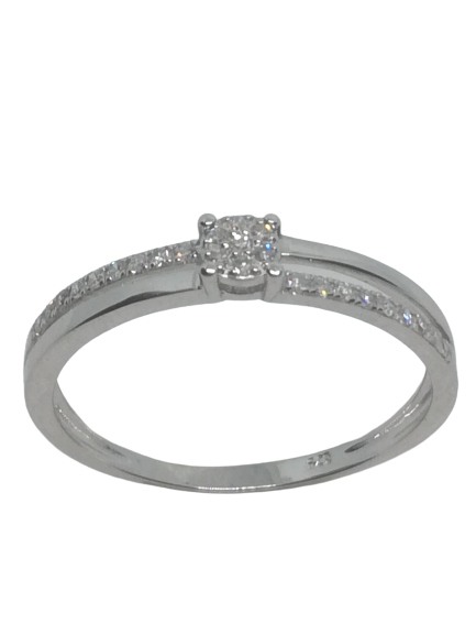 Bague en or gris, diamant