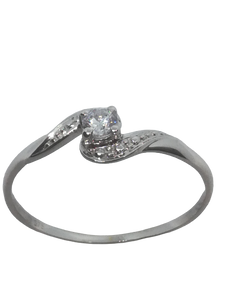 Bague en or gris, oxyde de zirconium