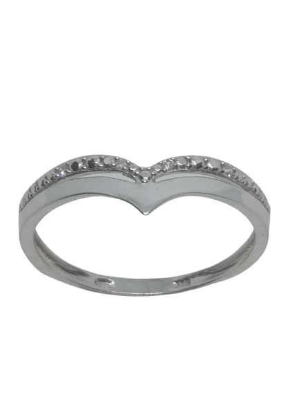 Bague en or gris, diamant