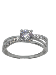 Bague en or gris, oxyde de zirconium