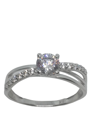 Bague en or gris, oxyde de zirconium