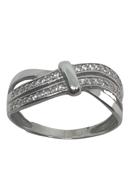 Bague en or gris, oxyde de zirconium