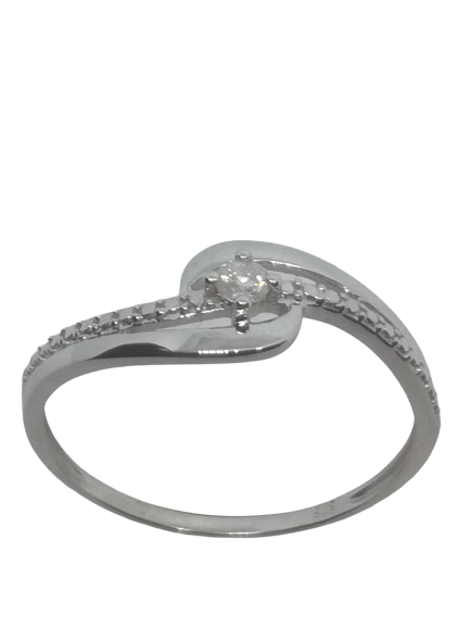 Bague en or gris, diamant