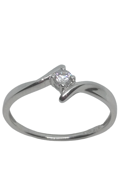 Bague en or gris, oxyde de zirconium