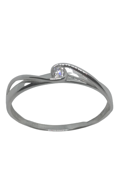 Bague en or gris, diamant