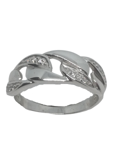 Bague en or gris, oxyde de zirconium