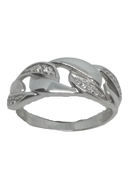 Bague en or gris, oxyde de zirconium