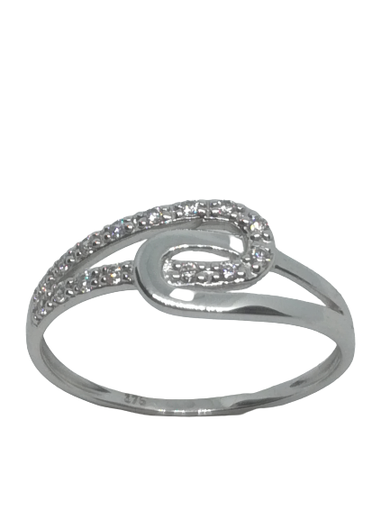 Bague en or gris, oxyde de zirconium