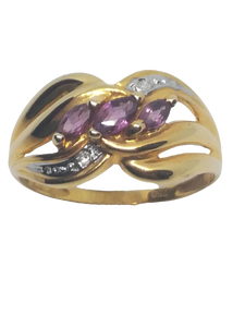 Bague en or, rubis et diamant