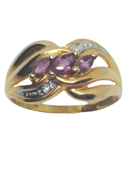 Bague en or, rubis et diamant