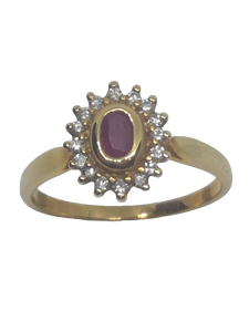 Bague en or, rubis et diamant