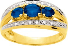 Bague or, diamant et saphir