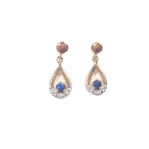 Boucles d'oreilles en or, saphir et diamant