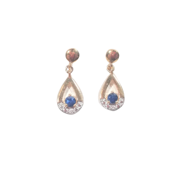 Boucles d'oreilles en or, saphir et diamant