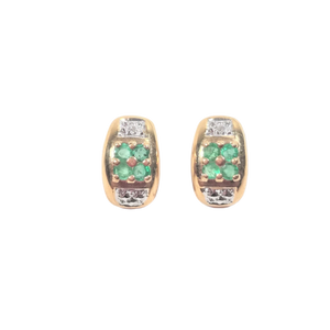 Boucles d'oreilles en or, émeraude et diamant