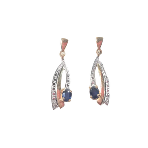 Boucles d'oreilles en or, saphir et diamant