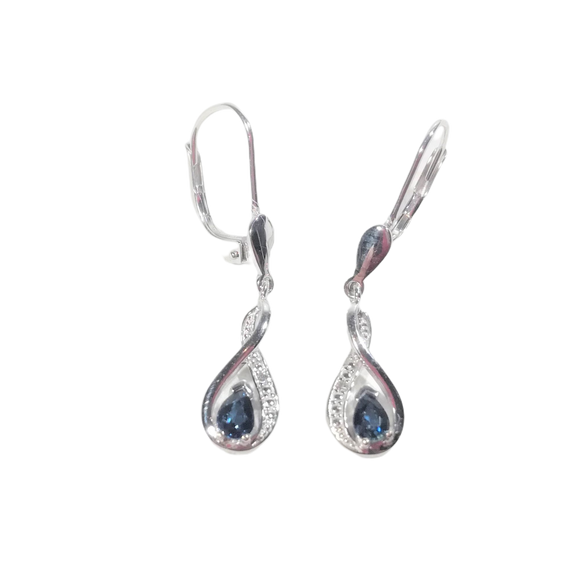 Boucles d'oreilles en or, saphir et diamant