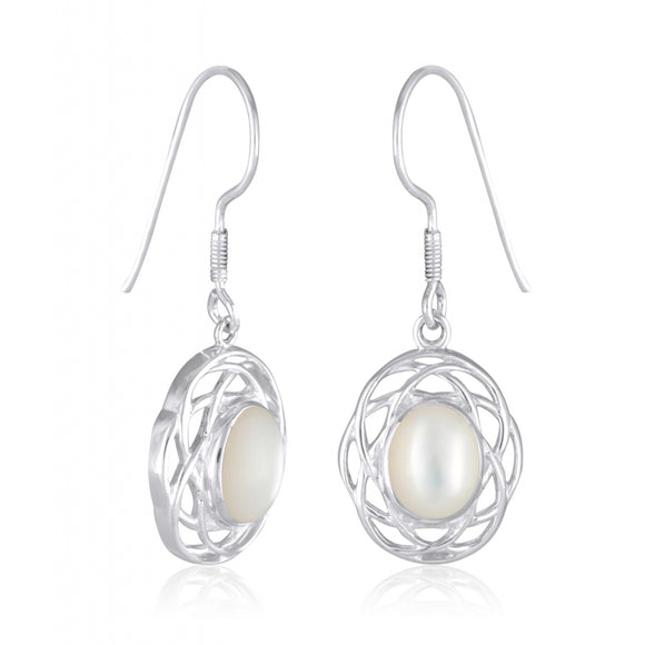 Boucles d'oreilles en argent, nacre blanche